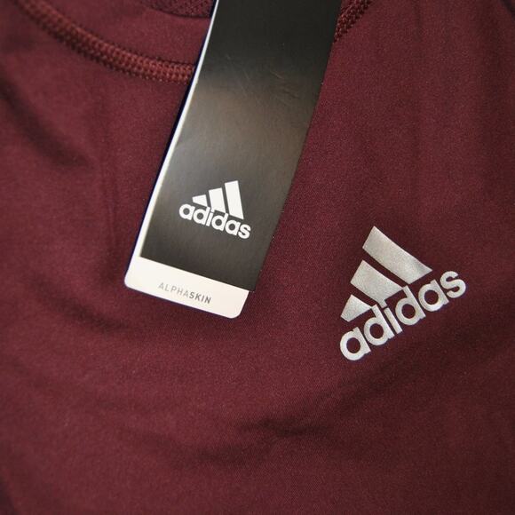 Adidas Compression Tech Fit Small Maroon Short Sleeve Shirt (NWT) - Picture 3 of 5